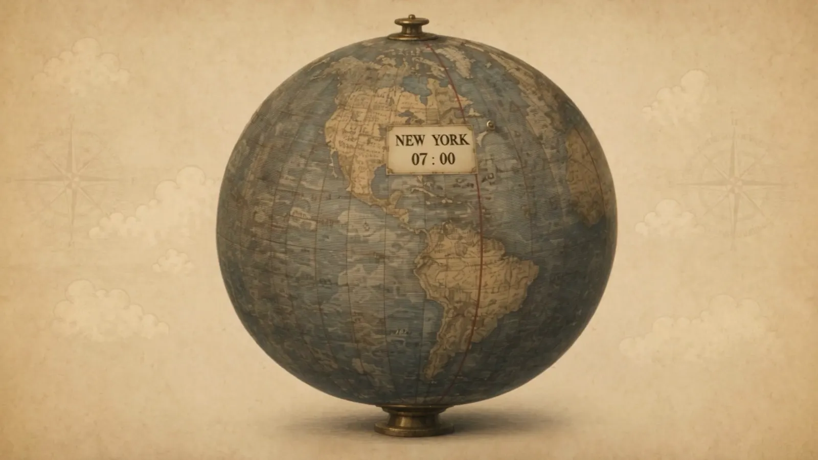 Still from the Around the World in 18 Days animation, in a sepia engraving style